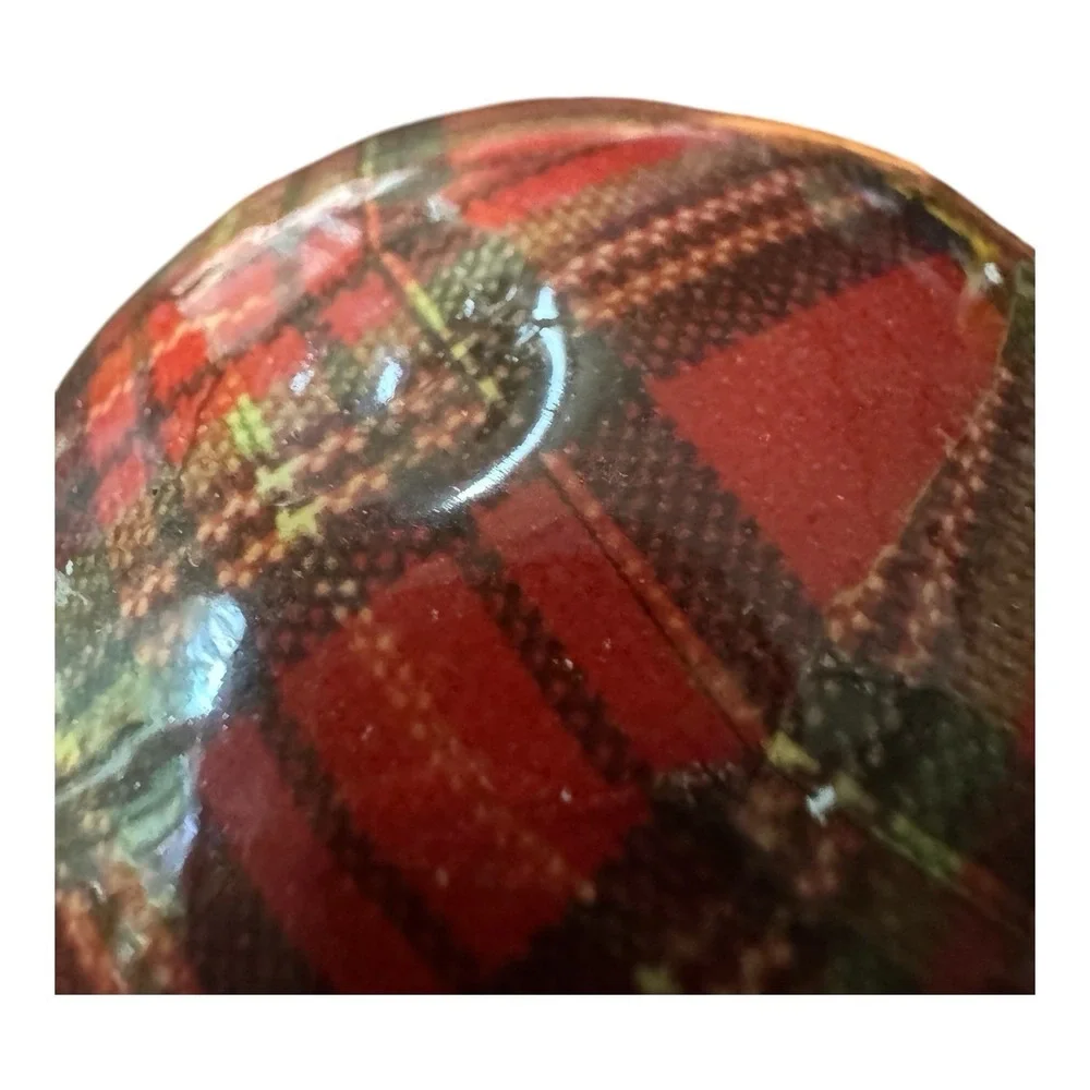 Vintage Tartan Plaid Decoupage Christmas Ornaments Lot 19 Ball‎ Decorations